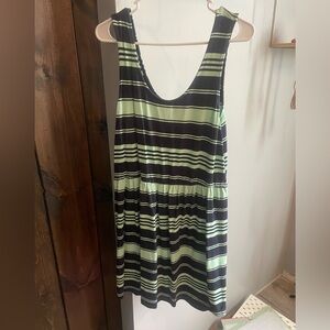 Striped navy and Green Sleeveless Dress